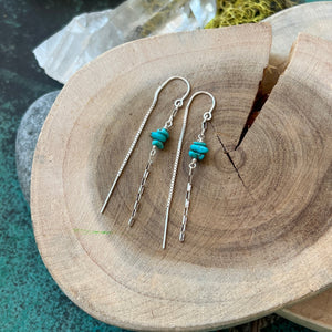 Threader Earrings Floating Stacked Turquoise