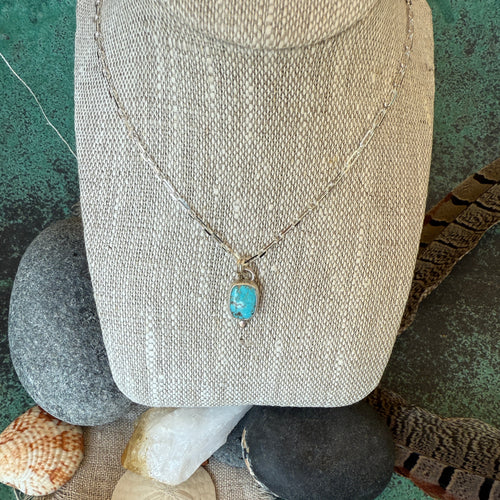 Turquoise Necklace, Italian beveled chain