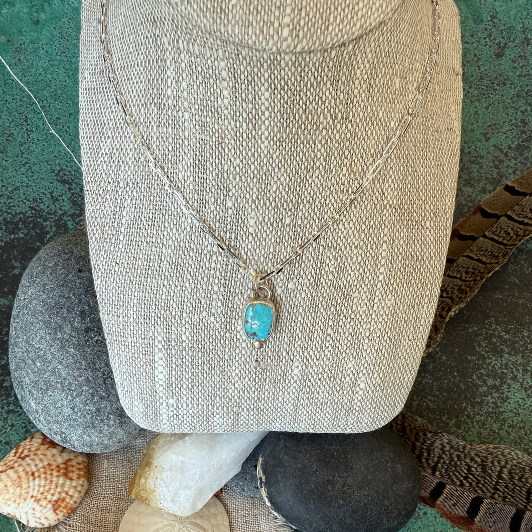 Turquoise Necklace, Italian beveled chain
