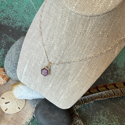 Ruby Hexagon Gemstone Necklace