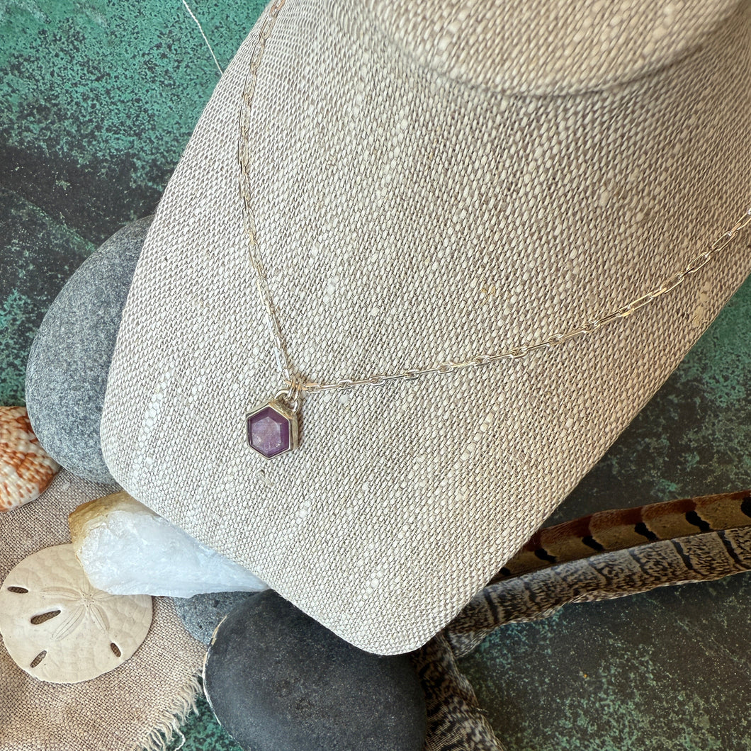 Ruby Hexagon Gemstone Necklace