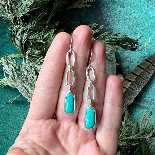 Chain Link Turquoise Earrings