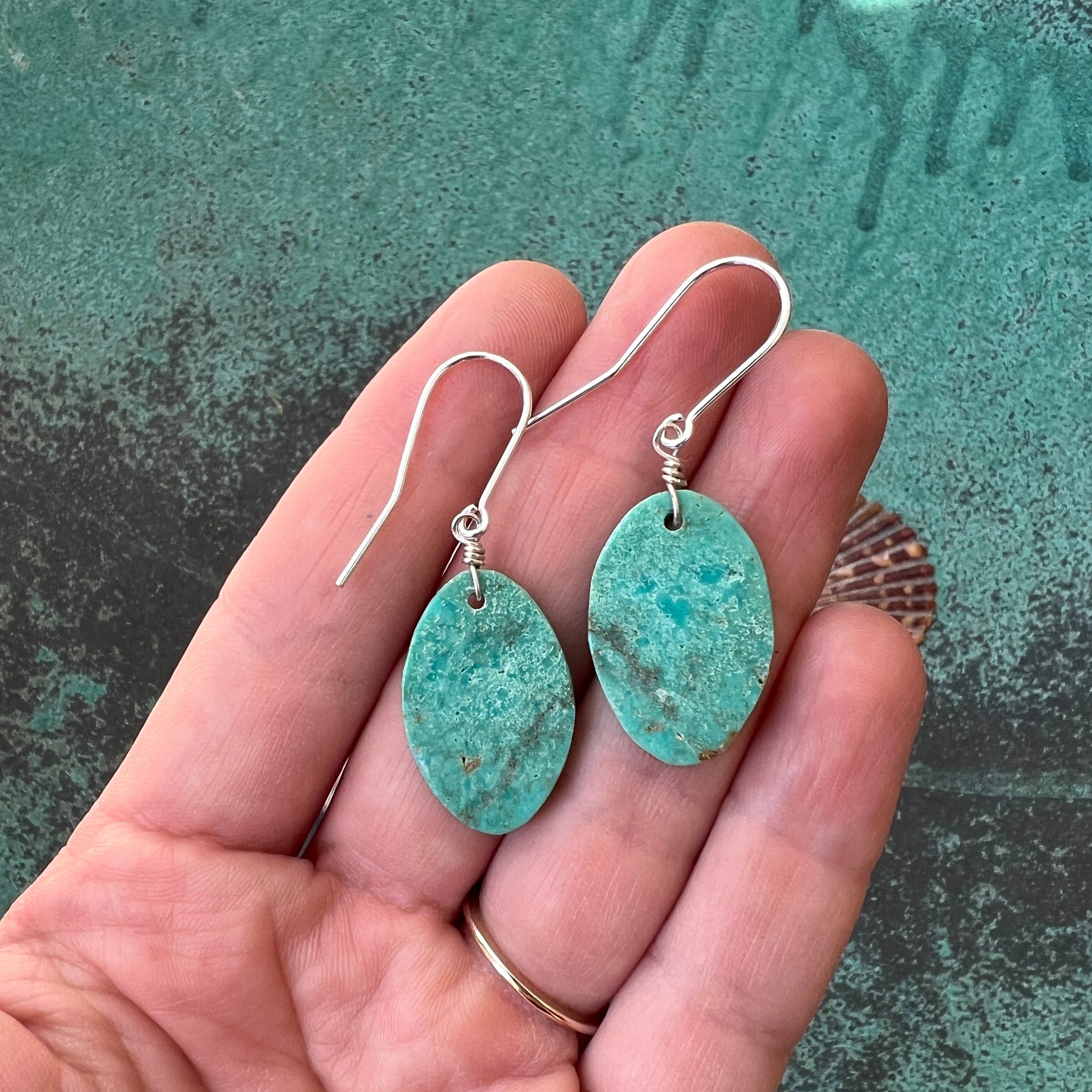 Turquoise Earrings, Blue Green Turquoise Dangle Earrings – Rustica Jewelry