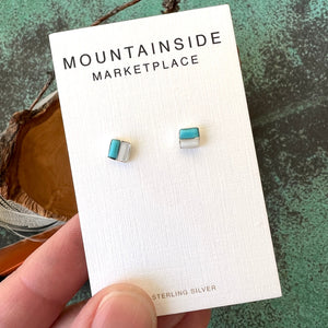 Turquoise & White Mother of Pearl Stud Earrings