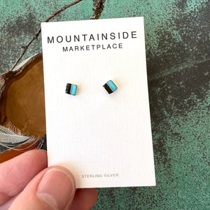 Turquoise & Black Onyx Stud Earrings