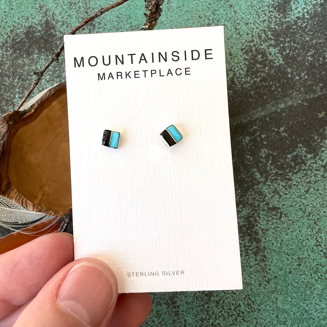 Turquoise & Black Onyx Stud Earrings