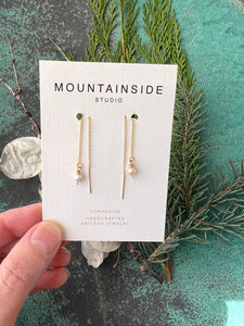 Gold & Freshwater Pearl Threader Earrings