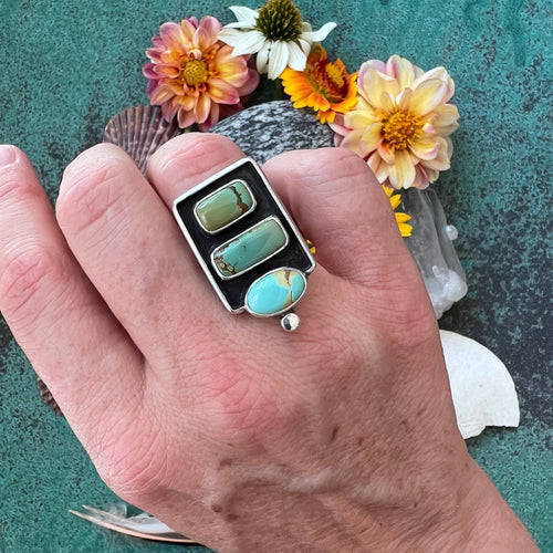 'Garden Bed' Turquoise Ring Sz 6.5